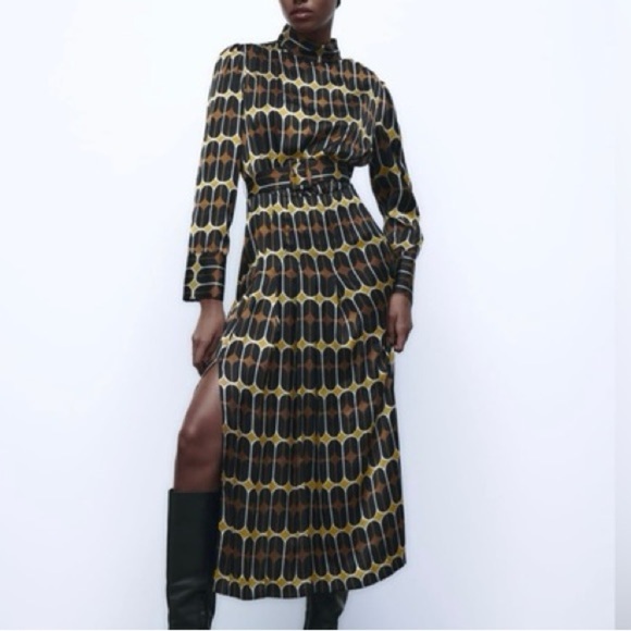 ZARA Black and White Halter Midi Sundress for Wedding Guests size XXL - Picture 14 of 14